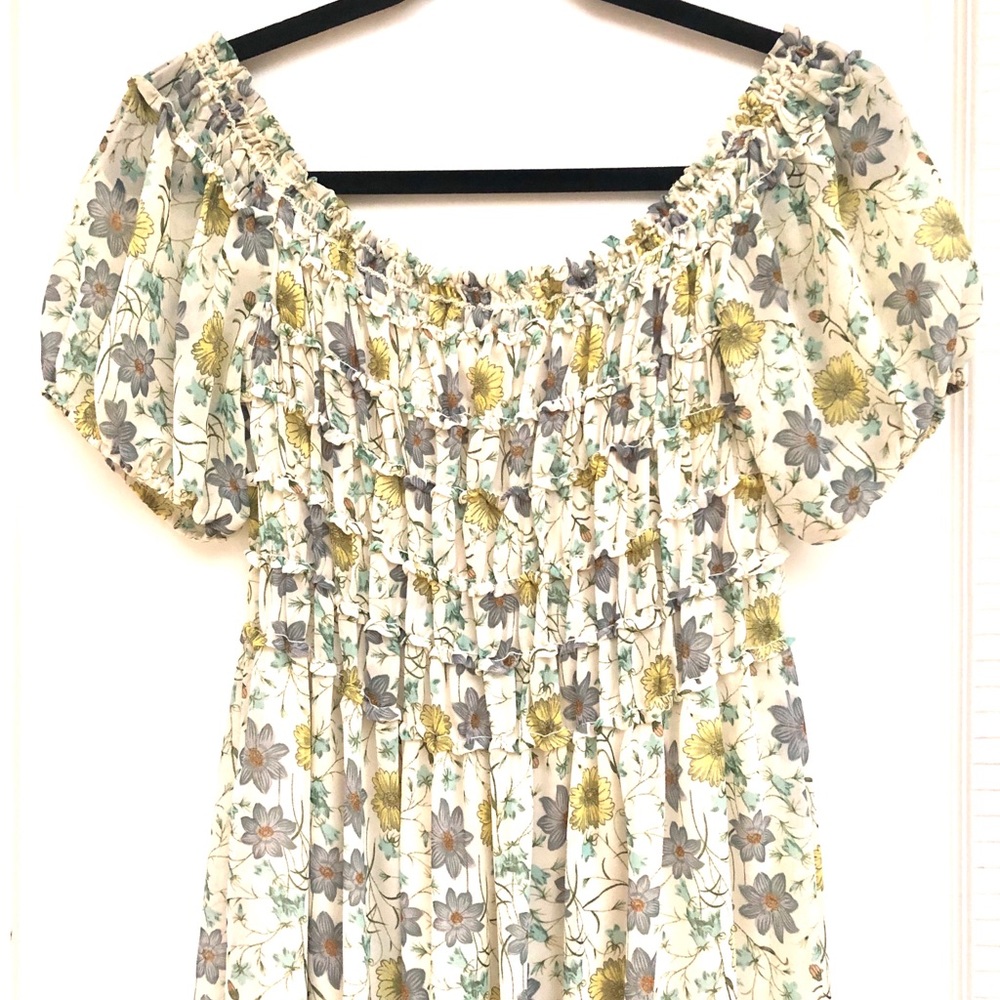 Max Studio Off the Shoulder Chiffon Maxi Dress